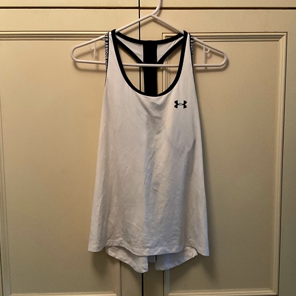 Under Armour Girls Black and White Muscle Tank - Picture 1 of 2